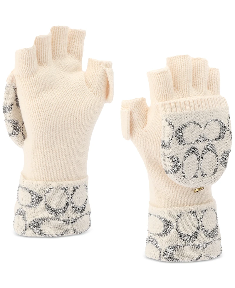 Coach Women's Metallic Pop Top Logo Gloves
