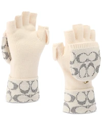 Coach Women's Metallic Pop Top Logo Gloves