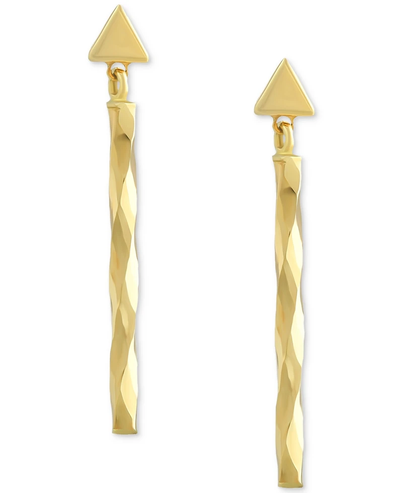 Polished Triangle Drill Bit Linear Drop Earrings in 10K Gold