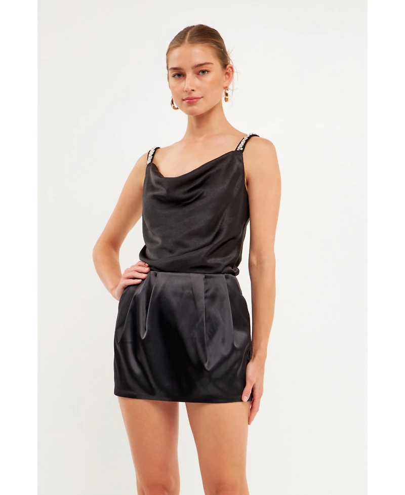 endless rose Women's Beaded Satin Top