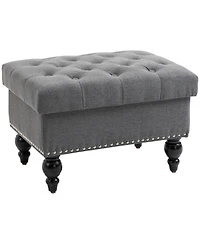 Homcom 25" Button-Tufted Storage Ottoman with Removable Lid,