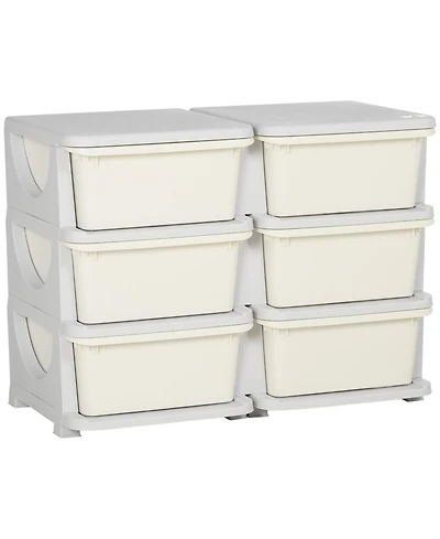 Qaba 29.5" 3 Tier Kids Storage Unit Dresser Tower
