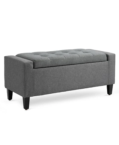 Homcom Recgular Tufted Linen Storage Ottoman Bench with Flipping Top
