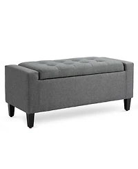 Homcom Recgular Tufted Linen Storage Ottoman Bench with Flipping Top