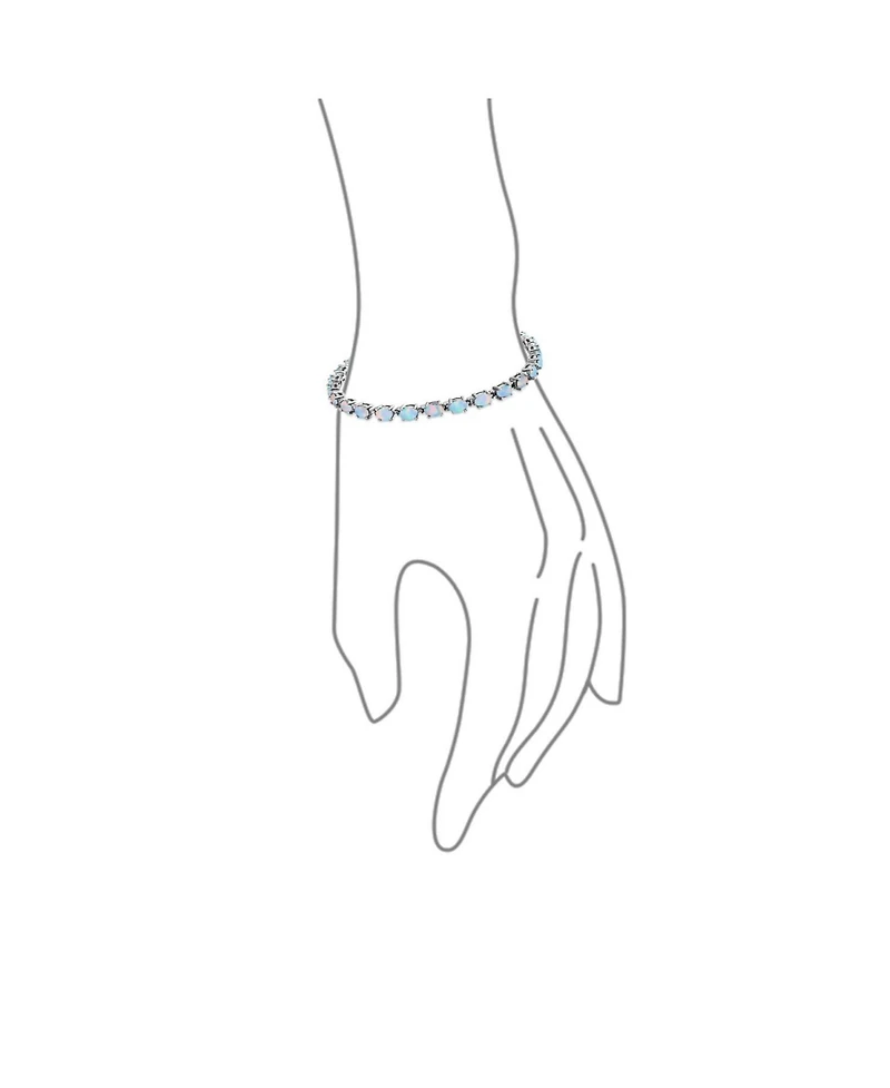 Bling Jewelry Solitaire Round Created Opal Tennis Bracelet Sterling Silver
