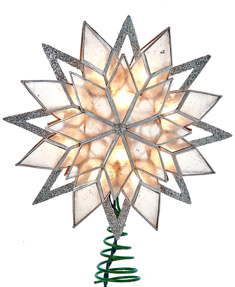 Kurt Adler 10-Light 8-Point Glitter Capiz Star Tree Topper