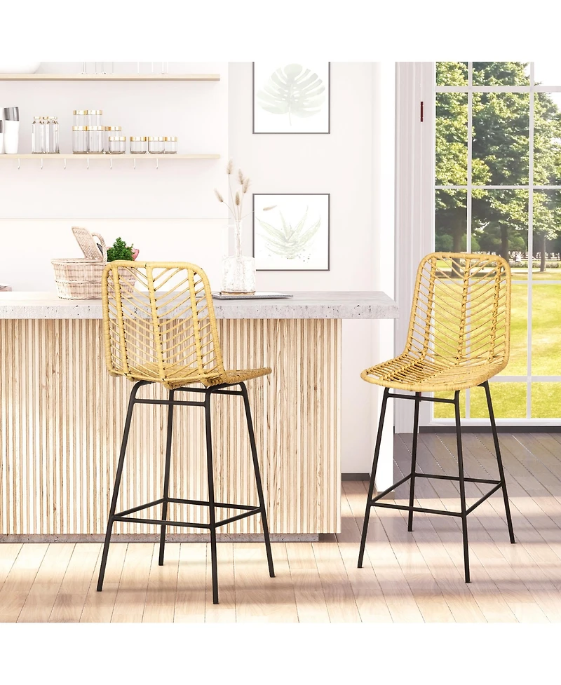 Homcom Modern Rat Bar Stools Set of for Kitchen Seating