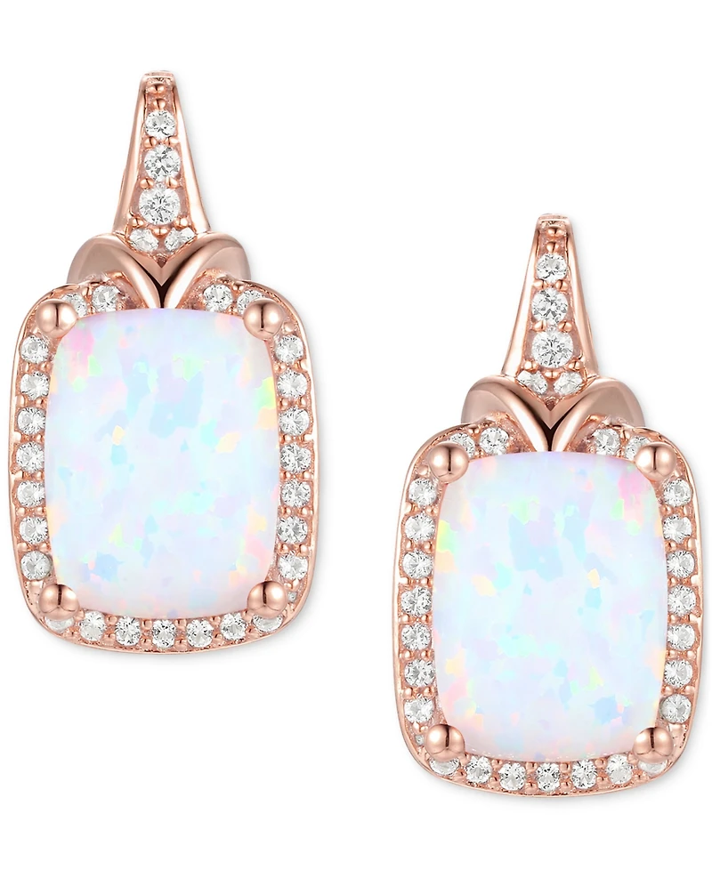 Amethyst (2-1/6 ct. t.w.) & Lab-Grown White Sapphire (1/4 Halo Stud Earrings 14k Gold-Plated Sterling Silver (Also Additional Gemstone