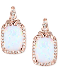 Amethyst (2-1/6 ct. t.w.) & Lab-Grown White Sapphire (1/4 Halo Stud Earrings 14k Gold-Plated Sterling Silver (Also Additional Gemstone