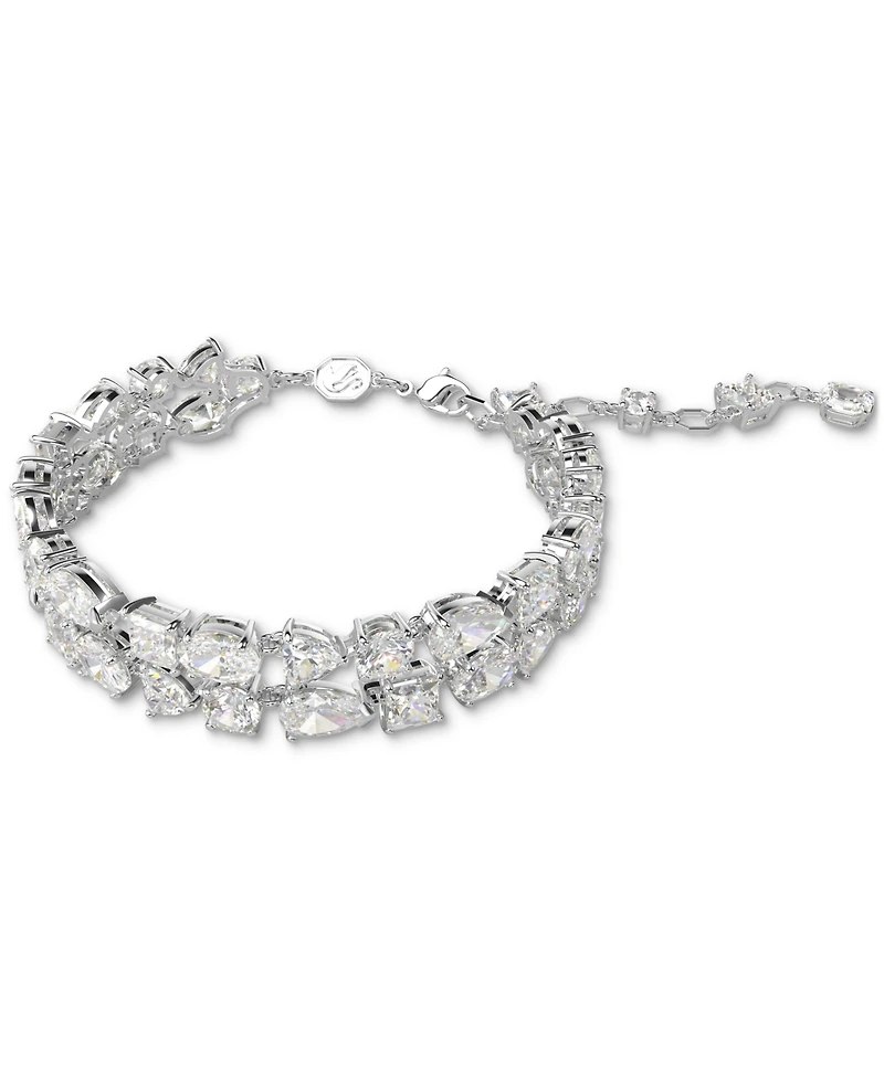 Swarovski Rhodium-Plated Mixed Crystal Double-Row Flex Bracelet