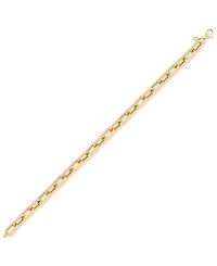 Lightweight Polished & Textured Large Cable Link Bracelet in 10k Gold