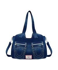 True Religion Horseshoe Stitch Dark Denim Satchel Bag