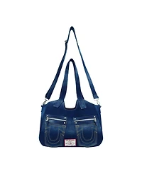 True Religion Horseshoe Stitch Dark Denim Satchel Bag