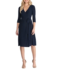 Kiyonna Women's Essential Wrap Dress with 3/4 Sleeves