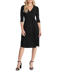 Kiyonna Women's Essential Wrap Dress with 3/4 Sleeves