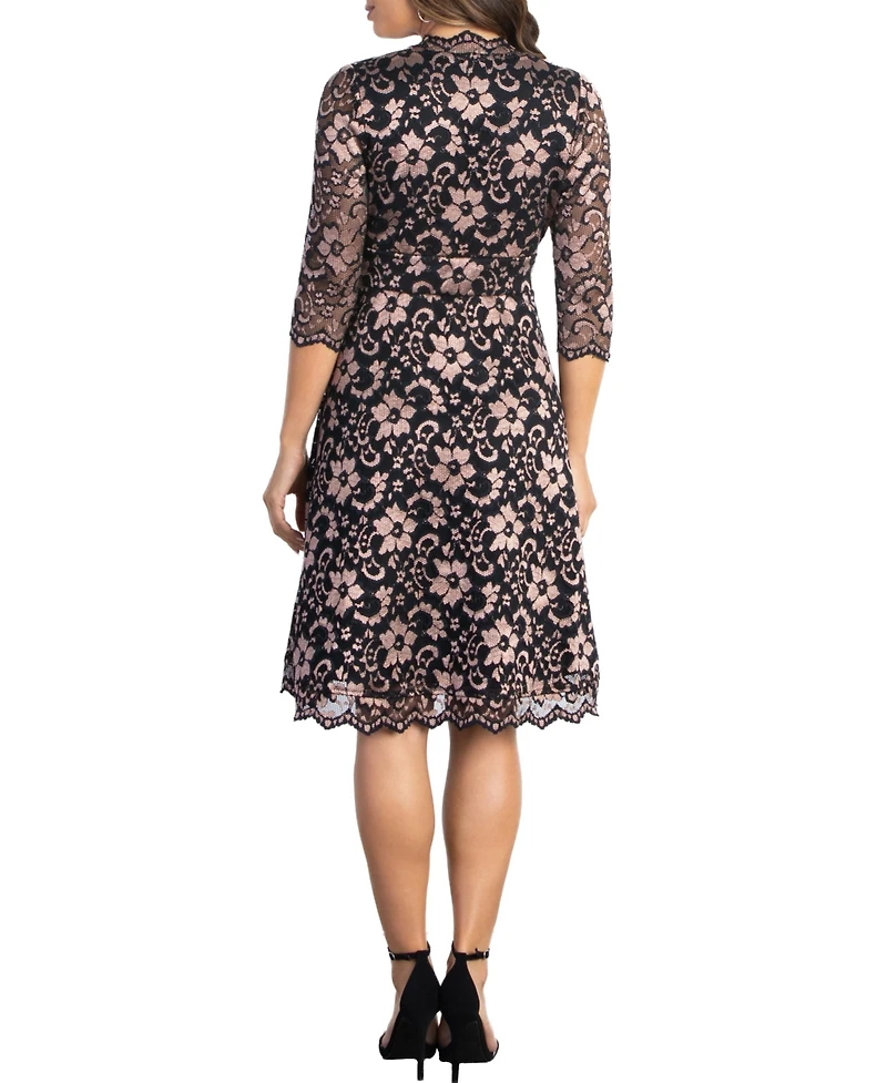 Kiyonna Women's Mon Cherie Floral Lace Cocktail Dress
