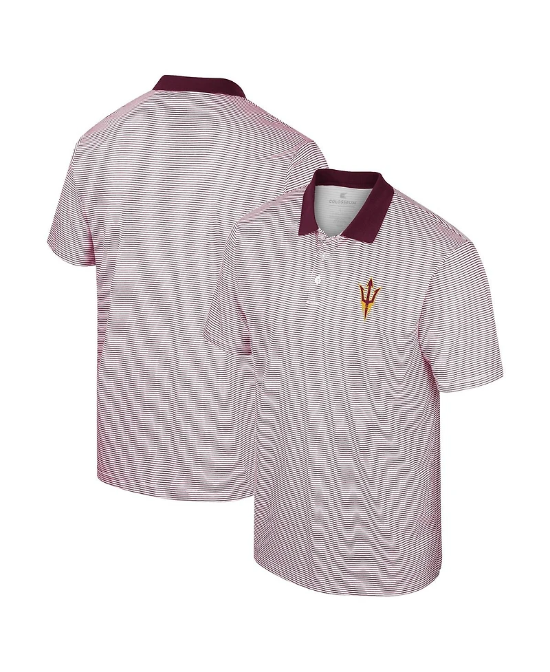 Men's Colosseum White, Cardinal Arizona Sun Devils Print Stripe Polo Shirt