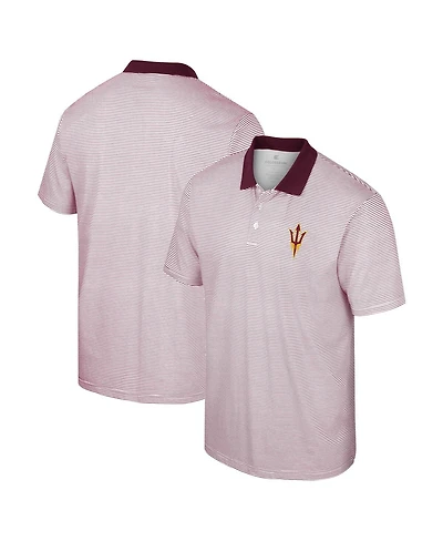 Men's Colosseum White, Cardinal Arizona Sun Devils Print Stripe Polo Shirt
