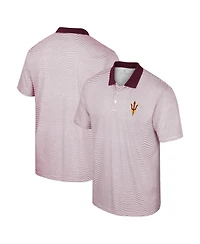 Men's Colosseum White, Cardinal Arizona Sun Devils Print Stripe Polo Shirt