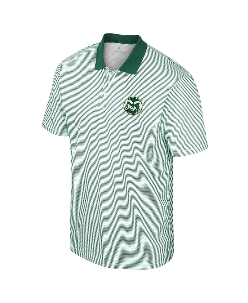 Men's Colosseum White Colorado State Rams Print Stripe Polo Shirt