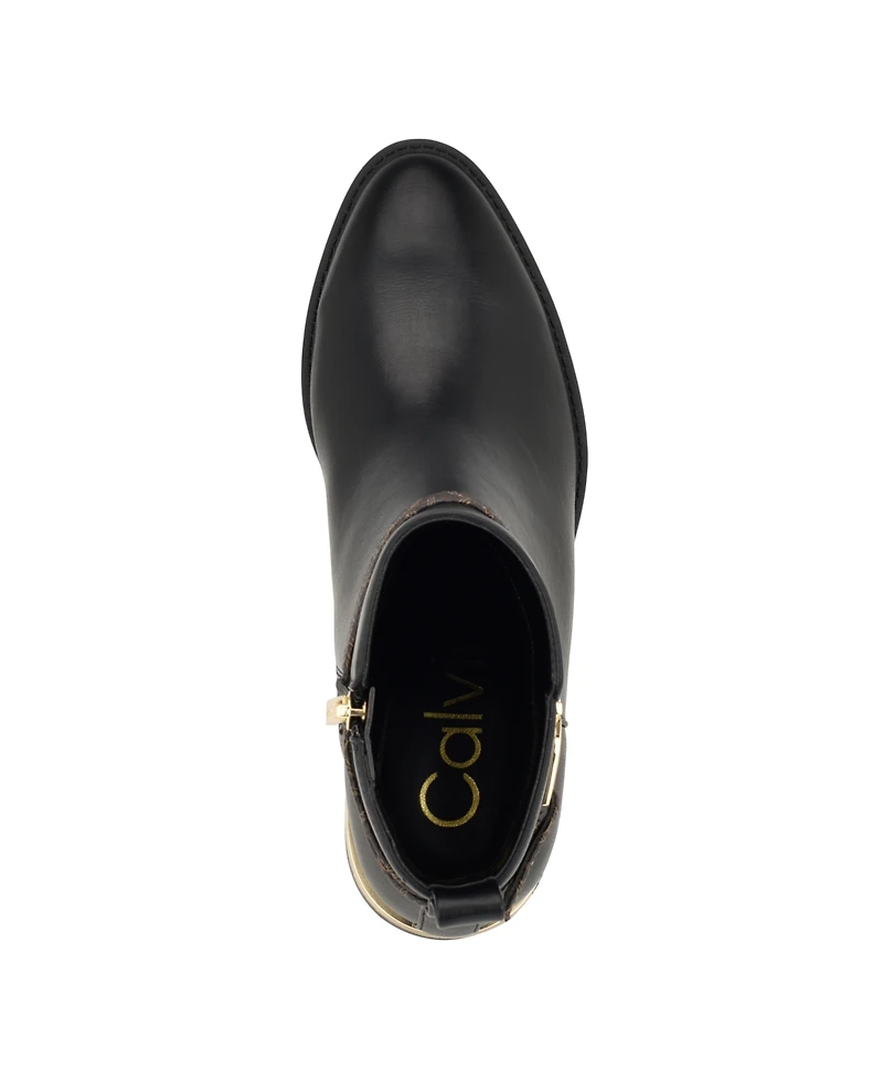 Calvin Klein Women's Dhara Logo Strap Block Heel Booties