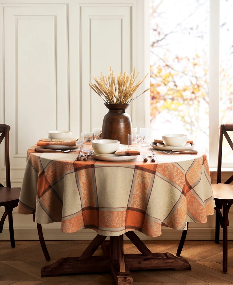Elrene Autumnal Harvest Jacquard Tablecloth, 60" x 84" Oval