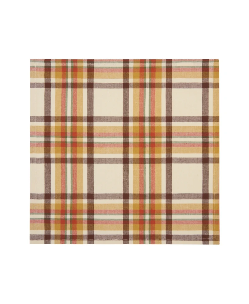 Elrene Russet Harvest Woven Plaid Napkins, Set of 8, 17" x 17"