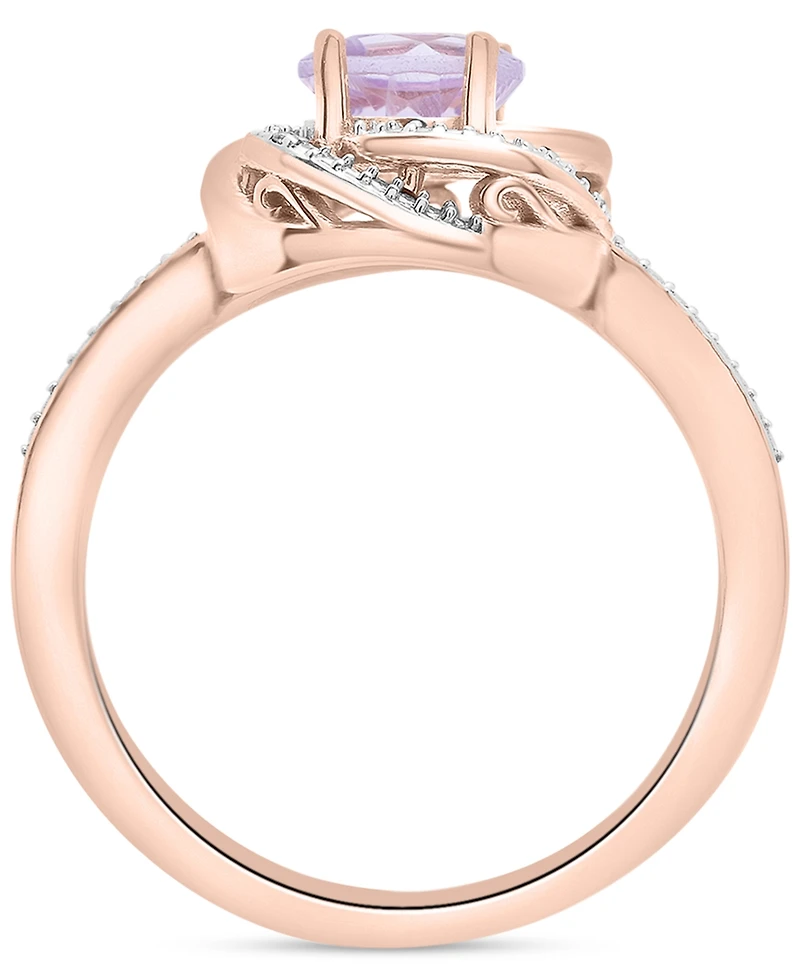 2-Pc. Set Pink Amethyst (1-1/2 ct. t.w.) & Diamond Accent Spiral Pendant Necklace Matching Ring 14k Rose Gold-Plated Sterling Silver (Also Blu