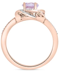 2-Pc. Set Pink Amethyst (1-1/2 ct. t.w.) & Diamond Accent Spiral Pendant Necklace Matching Ring 14k Rose Gold-Plated Sterling Silver (Also Blu