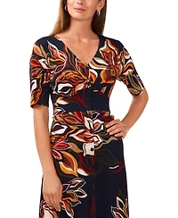 Msk Women's Printed Button-Front Midi Dress