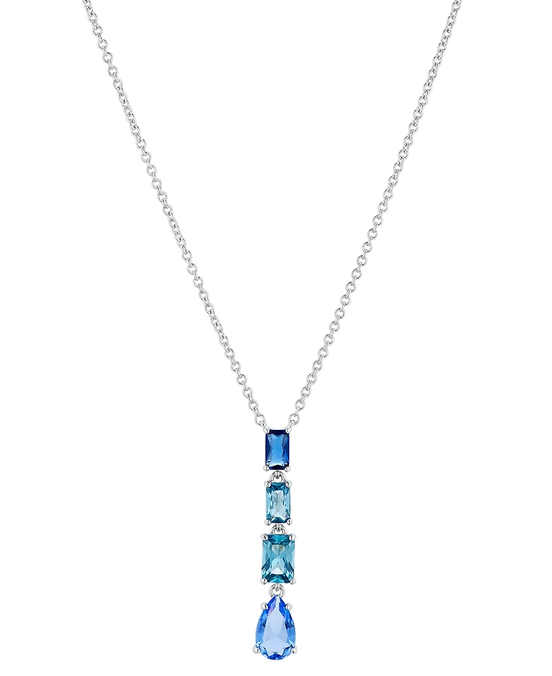 Eliot Danori Silver-Tone Mixed Stone Lariat Necklace, 16" + 2" extender, Created for Macy's