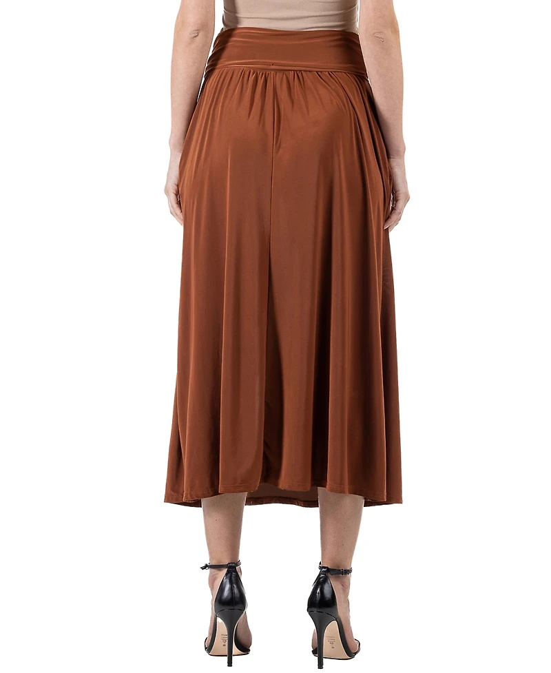 24seven Comfort Apparel Women's Foldover with Pockets Maxi Skirt