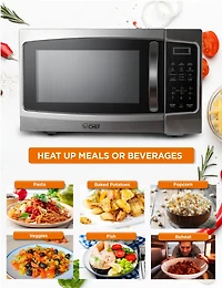Commercial Chef 1.3 Cu. Ft. Counter Top Microwave,Stainless Steel