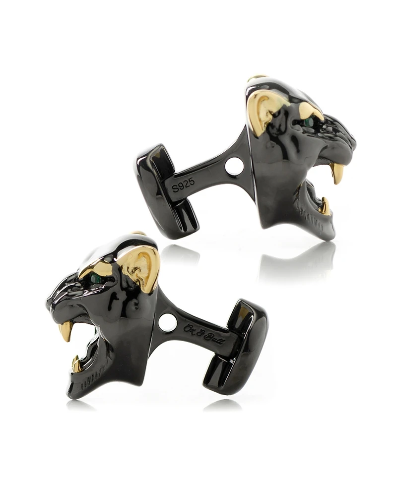 Ox & Bull Trading Co. Men's Sterling Silver Black and Gold-tone Panther Cufflinks