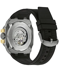 Bulova Men's Marc Anthony Automatic Chronograph Maquina Black Silicone Strap Watch 46mm