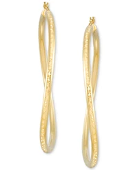 Wavy Round Hoop Earrings 14k Gold Over Sterling Silver, 2-3/8" (Also Silver)