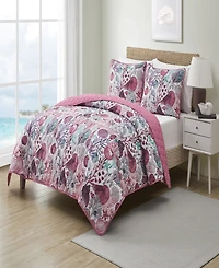 Vcny Home Ivory Coast Disperse Print Reversible 3 Piece Quilt Set, Full/Queen