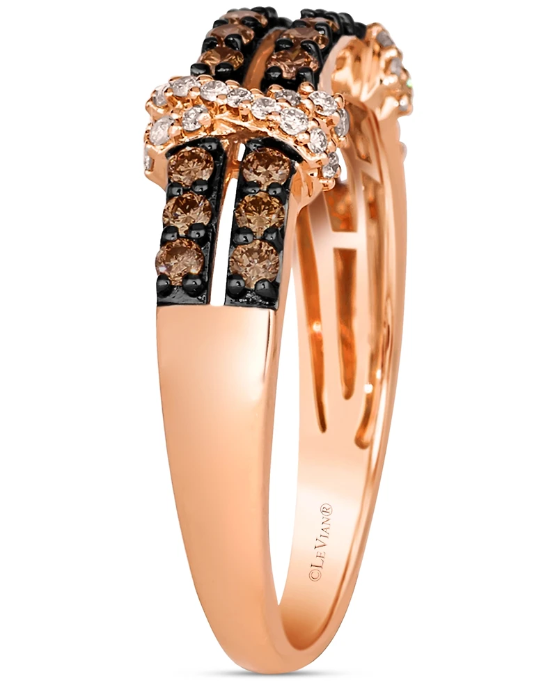 Le Vian Chocolate Diamond & Nude Diamond Double Crisscross Ring (1/2 ct. t.w.) in 14k Gold