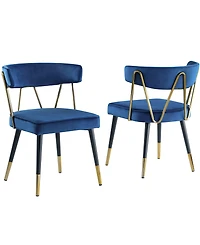 Best Master Furniture Aireys 31" Velvet with Metal Accents Armless Chair, Set of 2