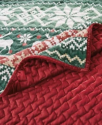 Greenland Home Fashions Fair Isle Velvet Reversible 2 Piece Quilt Set, Twin/Twin Xl