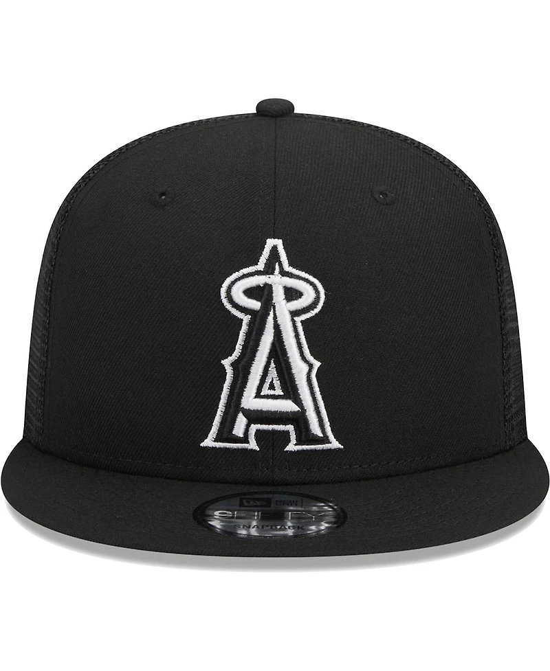 Men's New Era Black Los Angeles Angels Trucker 9FIFTY Snapback Hat