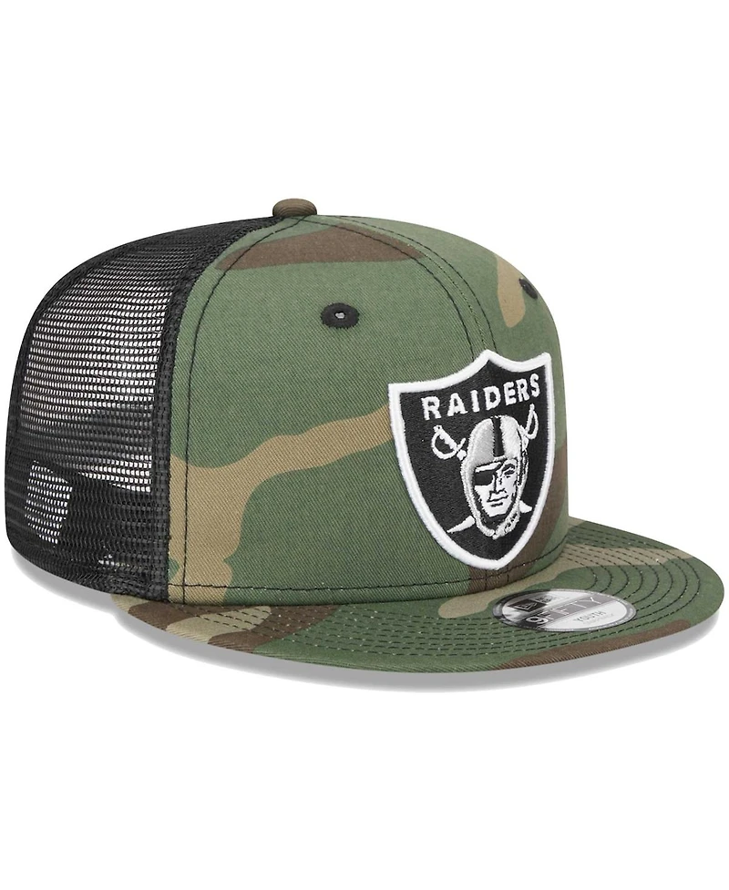 Big Boys and Girls New Era Camo Las Vegas Raiders Main Trucker 9FIFTY Snapback Hat