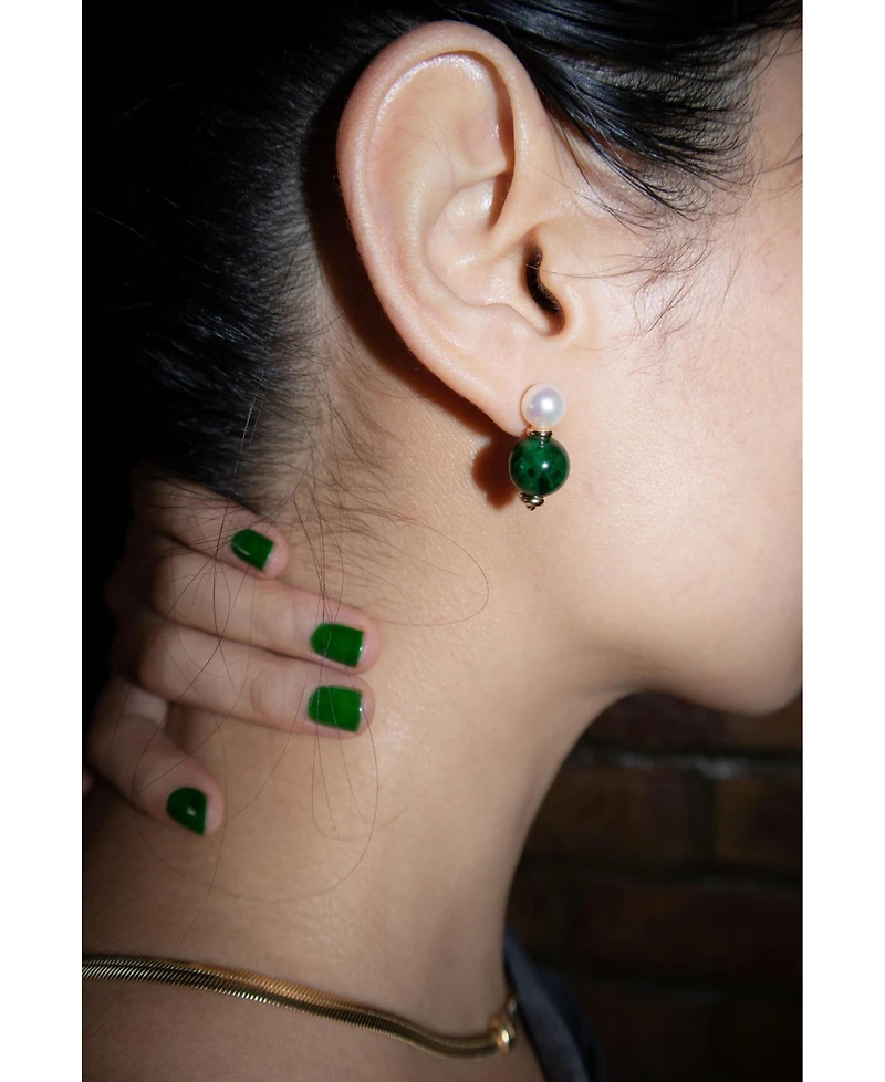 Robyn — Pearl jade stone drop earrings