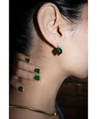 Robyn — Pearl jade stone drop earrings