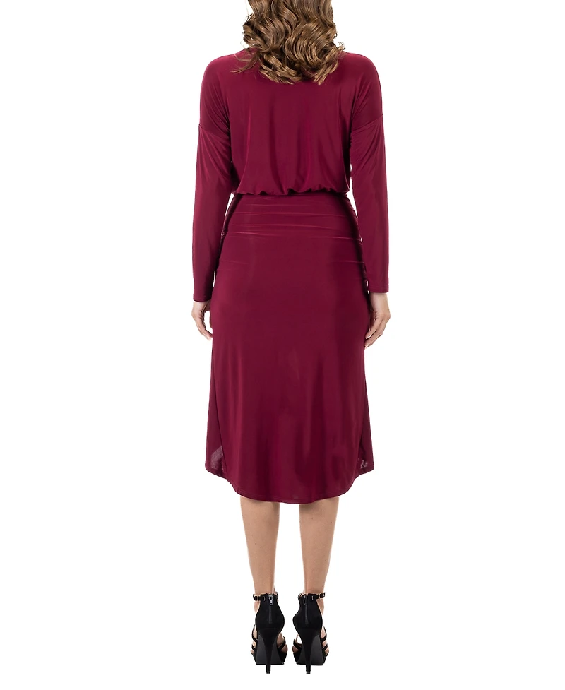 24seven Comfort Apparel Women's Long Sleeve Knee Length Dress