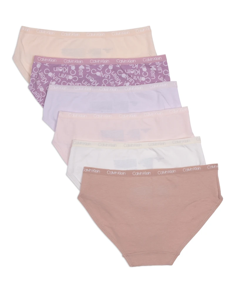 Calvin Klein Big Girls Cotton Hipster Set, Pack of 6