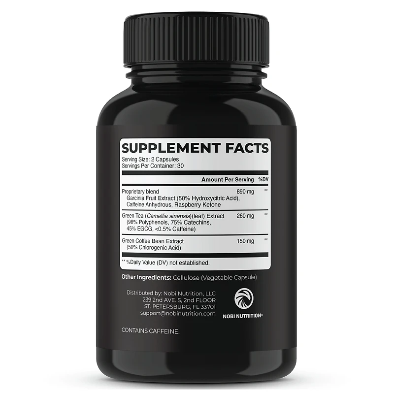 Nobi Nutrition Green Tea Extract Fat Burner, Weight Loss Pills for Women and Men, Appetite Suppressant & Metabolism Booster, Nobi Nutrition, 60 ct