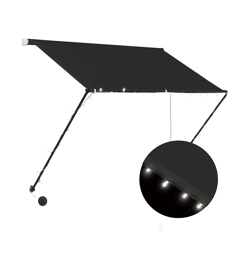 Retractable Awning with Led 39.4"x59.1" Anthracite