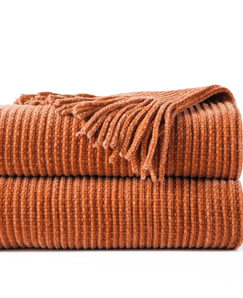 Battilo Classic Textured Ribbed Knit Throw, 50" x 60"