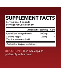 Apple Cider Vinegar Pills, Acv Capsules + Cayenne Pepper, Appetite Suppressant for Weight Loss, Havasu Nutrition, 60ct